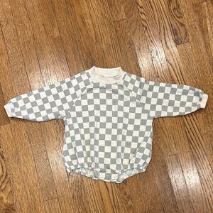 Rylee + Cru Checkered Sage and White Kids Romper